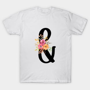 Ampersand "&" With Watercolor Floral Wreath T-Shirt